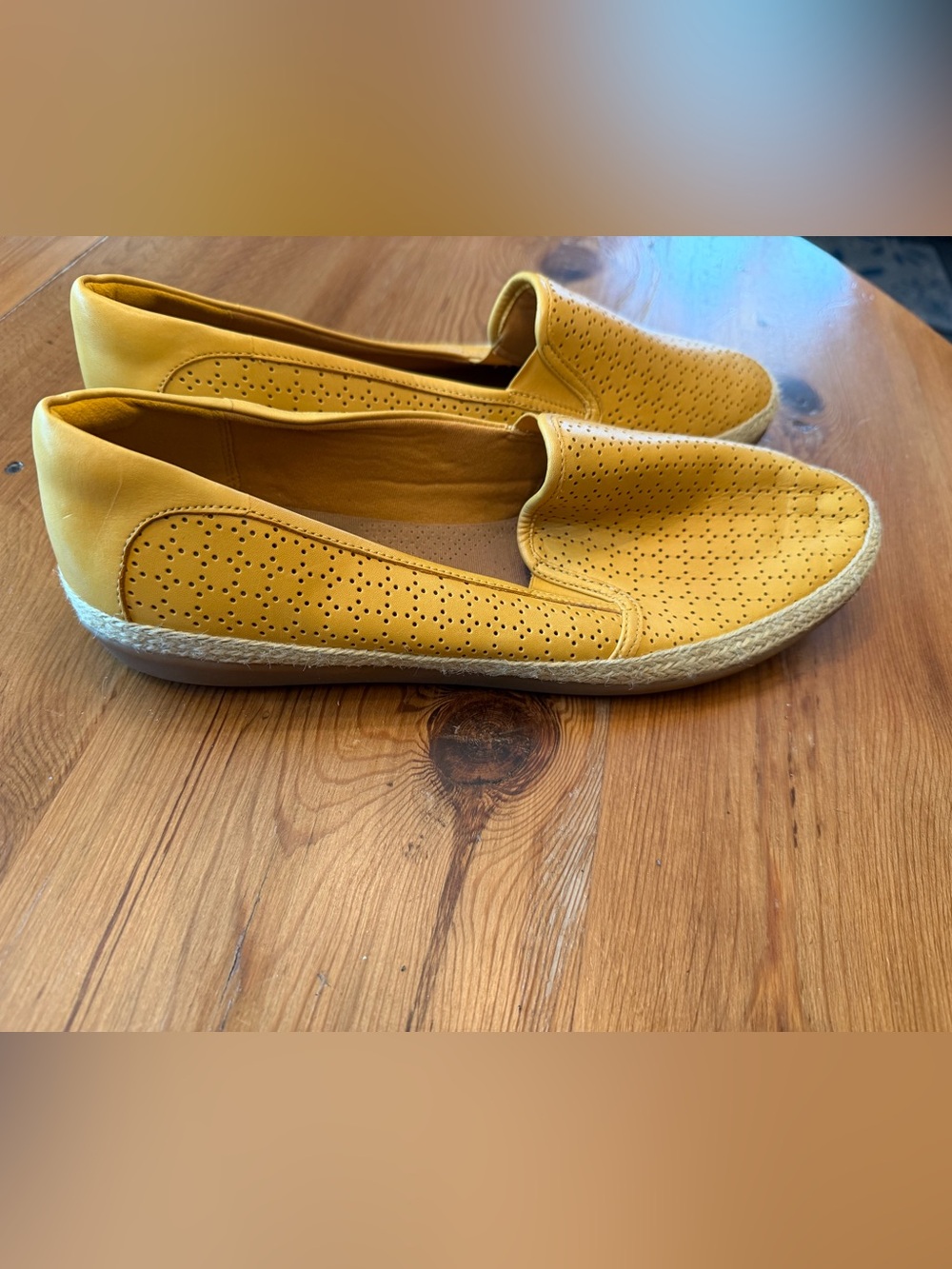 Clarks Yellow Perforated Slip-On Espadrille Mules